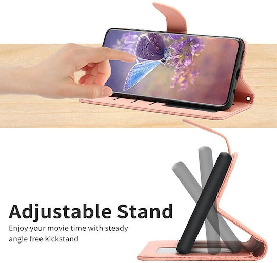 Skin Feel Butterfly Peony Wallet Δερματίνης Ροζ (Vivo V21 5G)