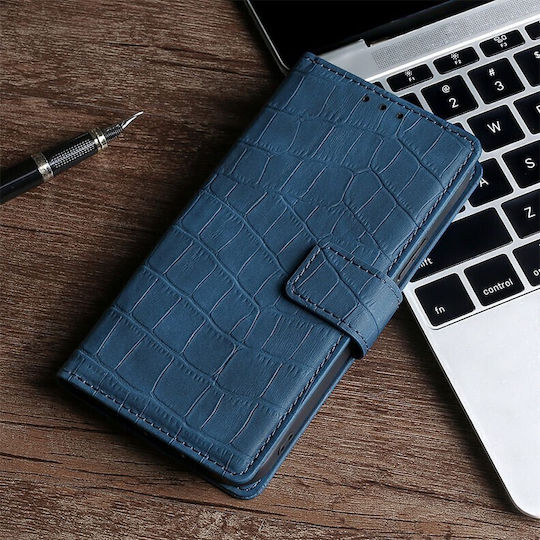 Skin Feel Crocodile Brieftasche Synthetisches Leder Blau (Vivo V21 5G)