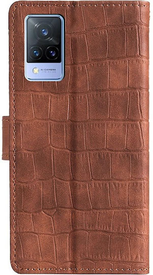 Skin Feel Crocodile Wallet Δερματίνης Καφέ (Vivo V21 5G)