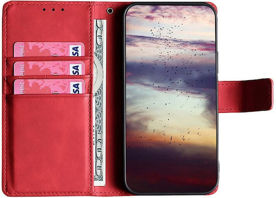 Skin Feel Crocodile Brieftasche Synthetisches Leder Rot (Vivo V21 5G)