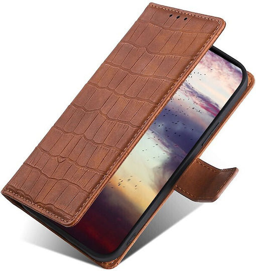 Skin Feel Crocodile Wallet Δερματίνης Καφέ (Vivo V21 5G)
