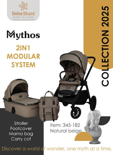Bebe Stars Mythos Verstellbar 2 in 1 Baby Kinderwagen Geeignet für Neugeborene Beige