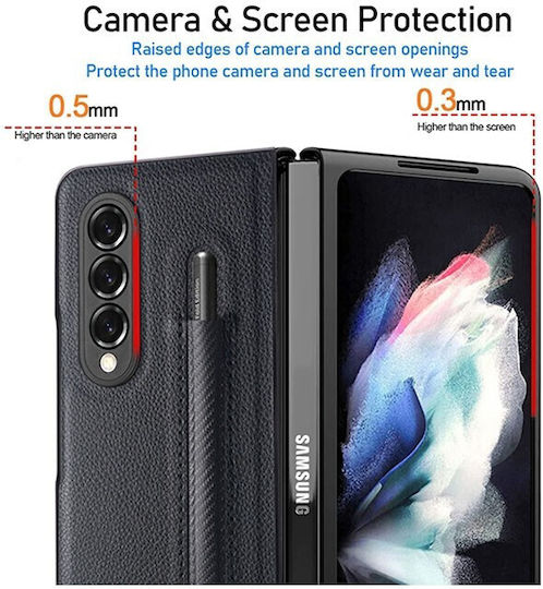 Back Cover Synthetic Leather Black (Galaxy Z Fold 3)
