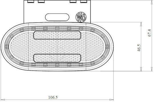 Side Oval LED Light 1224V White