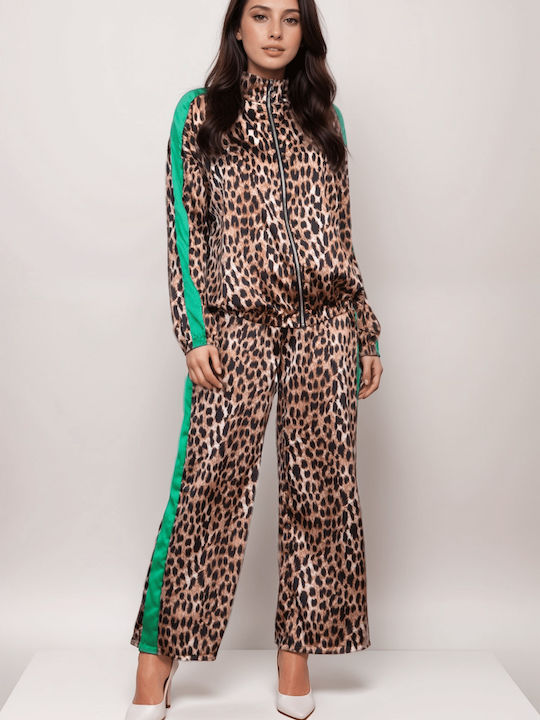 Damen Blau Set mit Hose Leopard