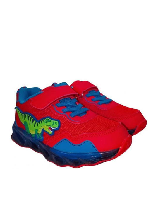 Παιδικά Sneakers με Σκρατς & Φωτάκια Κόκκινα