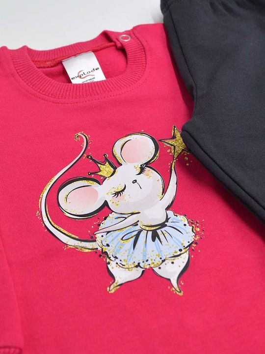 Kids' Set with Leggings Winter 2pcs Fuchsia Mouse Princess