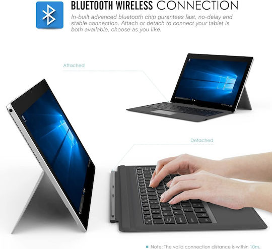 Surface Pro 7 Plus 7 6 Fără fir Bluetooth Tastatură cu touchpad pentru Tabletă Engleză Internațională Gri