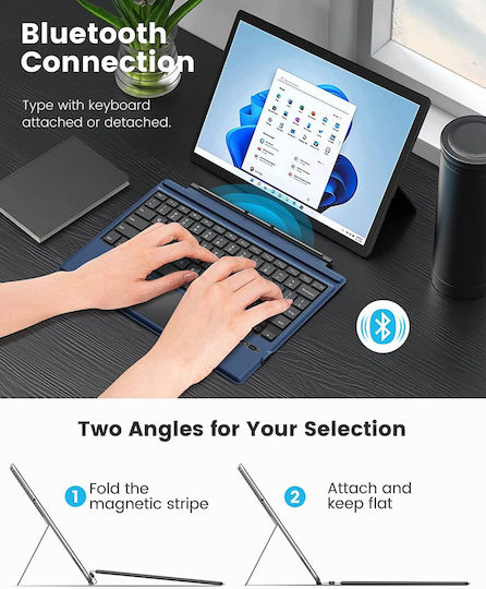 Microsoft Surface Pro 7 Pro 7 Plus Pro 6 Pro 4 Pro 3 Pro Fără fir Bluetooth Tastatură cu touchpad pentru Tabletă Engleză Internațională Albastru