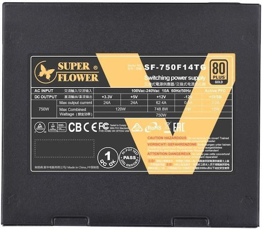 Super Flower Leadex V Gold Pro rev. 2.2 750W Negru Sursă de Alimentare Calculator Complet modular 80 Plus Gold