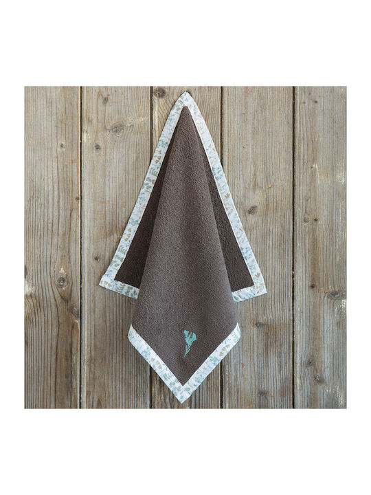 Nima Tarragon Handtuch aus 100% Baumwolle in Braun Farbe 40x40cm