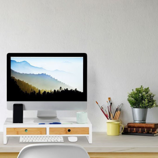 Relaxdays Schreibtisch Halterung Monitor Weiß