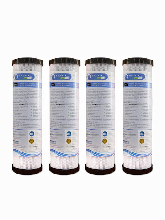Matrikx Countertop and Under Sink Water Filter Replacement made of Activated Carbon 10" 0.5 μm 4pcs