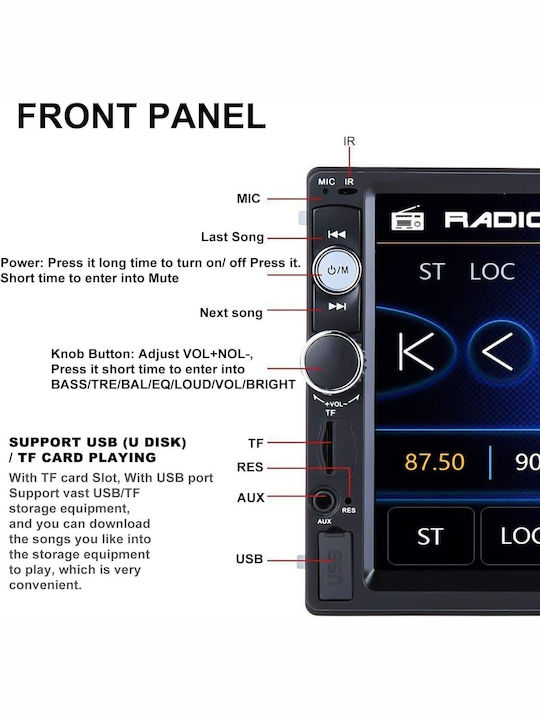 Podofo Car Radio Stereo 7-inch Touch Screen Bluetooth Audio Streaming 7023b Control Radio