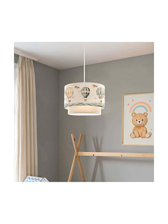 Kids Fabric Single Ceiling Light E27 Beige 30x20cm