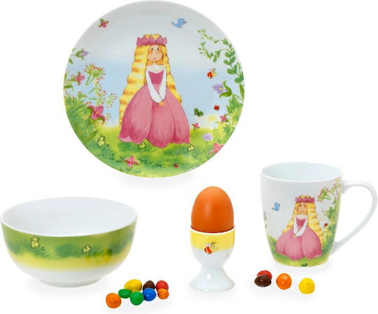 Cryspo Trio Σετ Φαγητού Princess από Πορσελάνη Πολύχρωμο 4τμχ