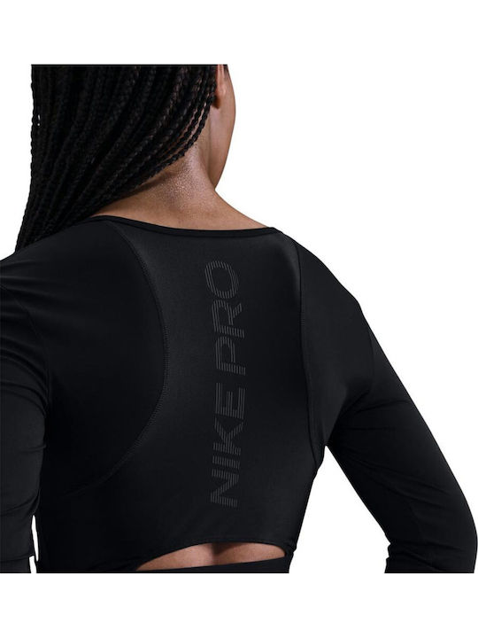 Bluze Damă Crop Mânecă Lungă Negru
