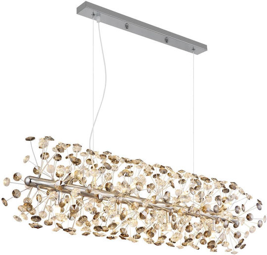 Globo Lighting Hanging Ceiling Light Transparent with Crystals for 12 G9 Bulbs 90x30x150cm