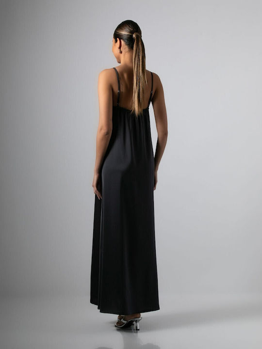 Summer Maxi Dress for Wedding - Christening Satin Charcoal