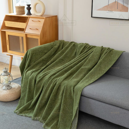 My Home Luxury Pommard Sofa Throw 2 Seater Jacquard 180x240cm Green C1