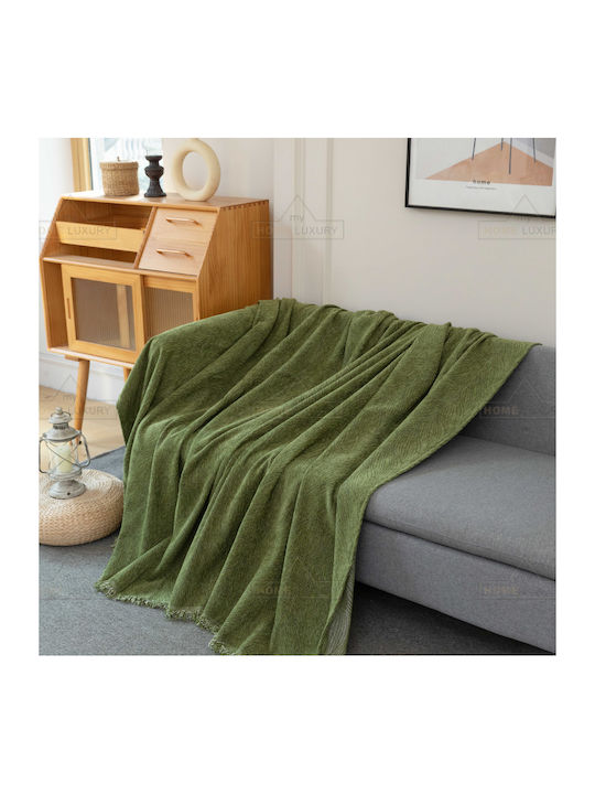 My Home Luxury Pommard Three-Seater Sofa Throw Jacquard 180x280cm Green C1