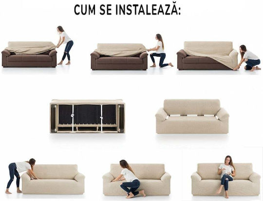 Sofazip Husă Elastică Canapea cu patru locuri Negru 260εκ. 1buc SZPTNEGRU