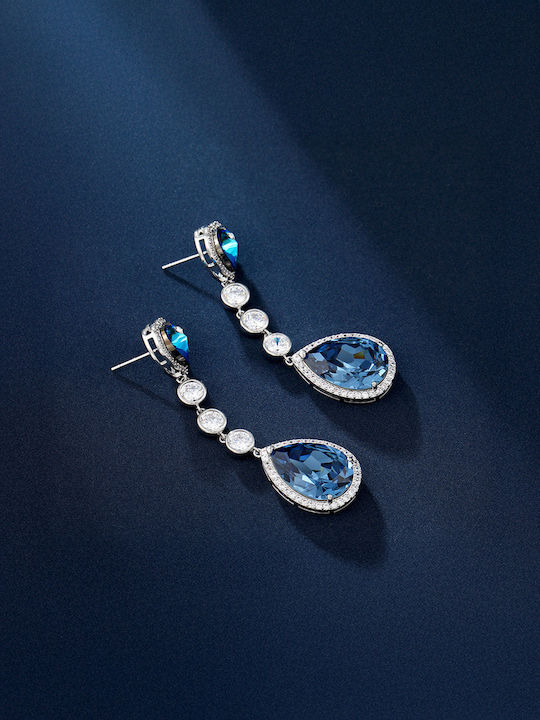 Chrysothemiss Γυναικεία Σκουλαρίκια Aphrodite's Tears Μπλε Κρύσταλλο & Επίστρωση Πλατίνας Chrysothemiss Γυναικεία Σκουλαρίκια Aphrodite's Tears Μπλε Κρύσταλλο & Επίστρωση Πλατίνας