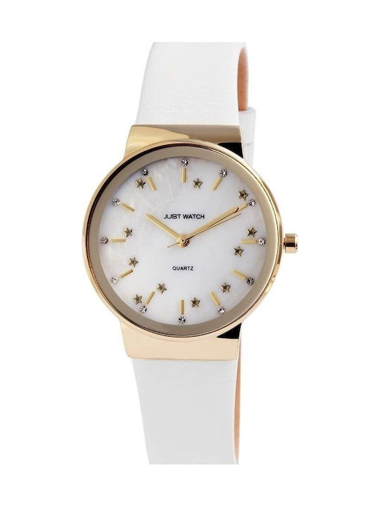 Just Watch Women's Watch with White Leather Strap