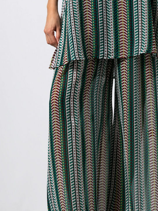 Damen Green Set mit Hoch tailliert Hose mit Gummizug