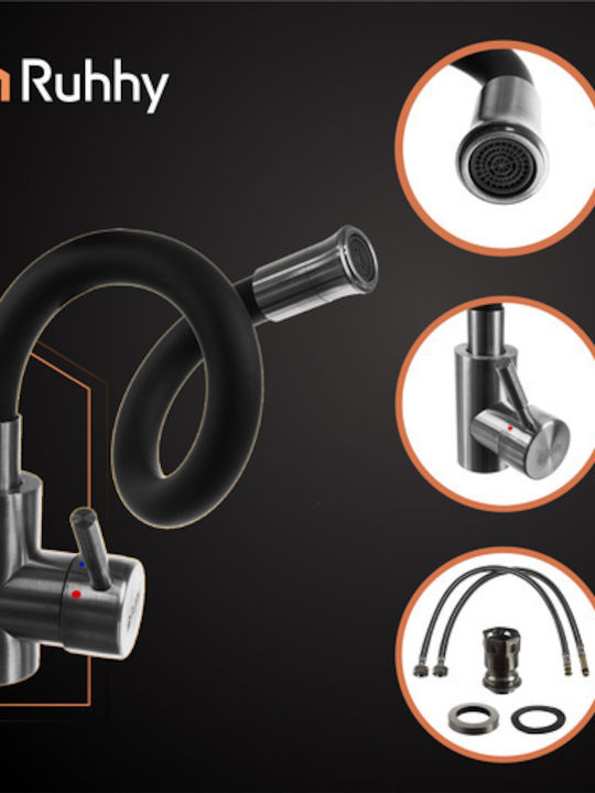 Ruhhy Counter Flexible Black Kitchen Faucet