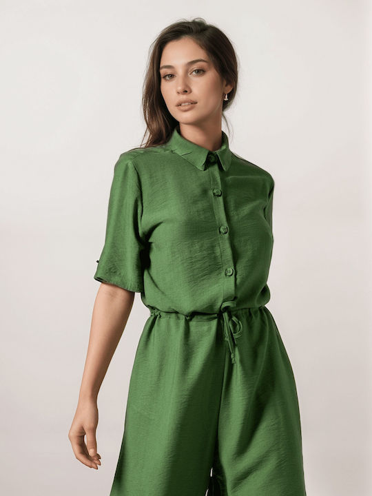 Women's Short-sleeved One-piece Suit Green
