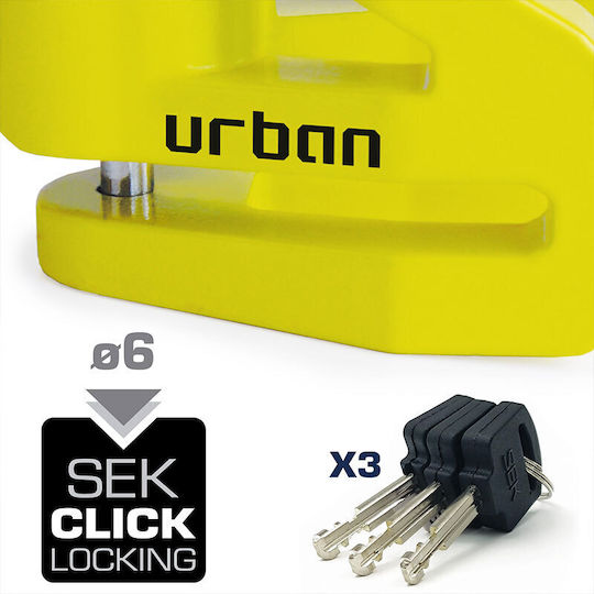 Urban UR206Y Motorcycle Disc Brake Lock with 6mm Pin