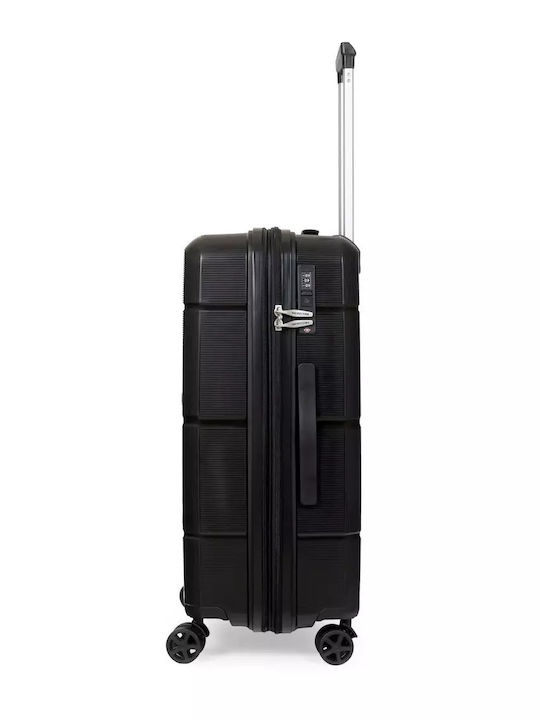Newcom Medium Hard Black Suitcase With 4 Wheels Height 66cm