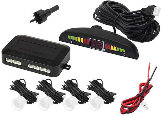 Blow Car Parking System with Screen and 4 Sensors 22mm in White Color