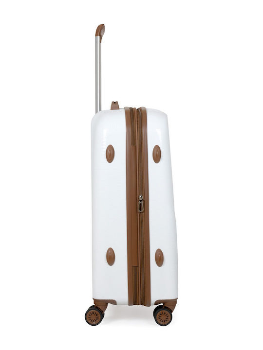 Newcom Large Hard White Suitcase with 4 Wheels Height 78cm