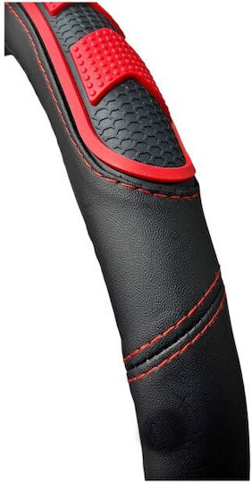 Husă Volan Auto cu Diametru 38cm Din Piele Negru cu Cusătură Neagră