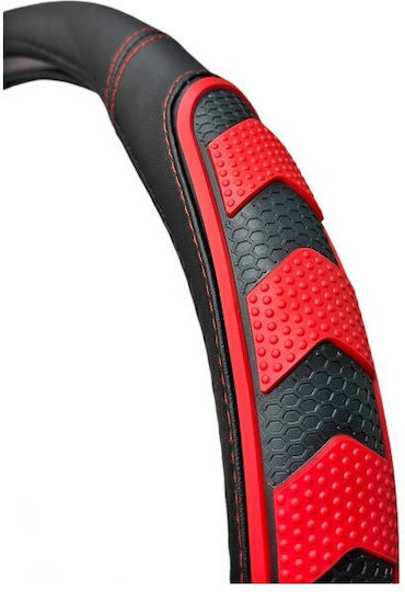 Husă Volan Auto cu Diametru 38cm Din Piele Negru cu Cusătură Neagră