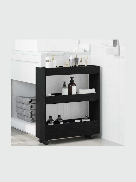 vidaXL Επιδαπέδια Ραφιέρα Μπάνιου Ξύλινη 70x60x18cm Μαύρη