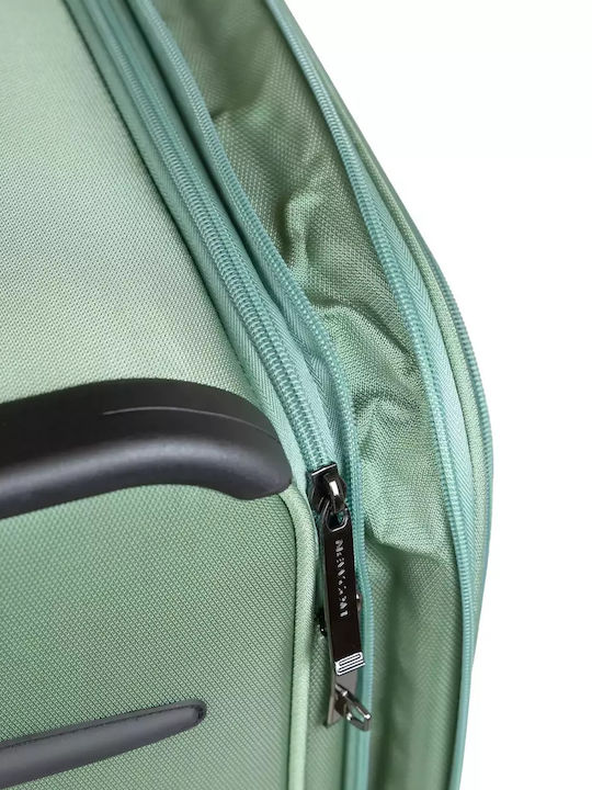 Newcom Large Fabric Travel Suitcase Green with 4 Wheels Height 83cm