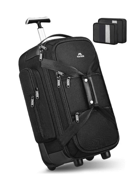 Matein Matein Kabinenkoffer Schwarz mit 4 Räder Höhe 54,6cm