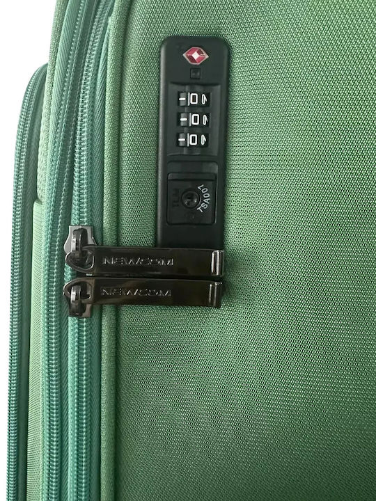 Newcom Large Fabric Travel Suitcase Green with 4 Wheels Height 83cm