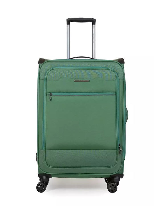 Newcom Fabric Green Suitcases With 4 Wheels