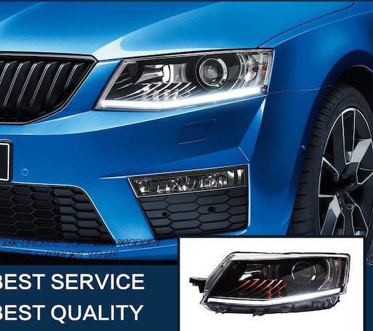 Μπροστινά Φανάρια Set Skoda Octavia Mk3 2014-2017 Drl Μαύρα Carner