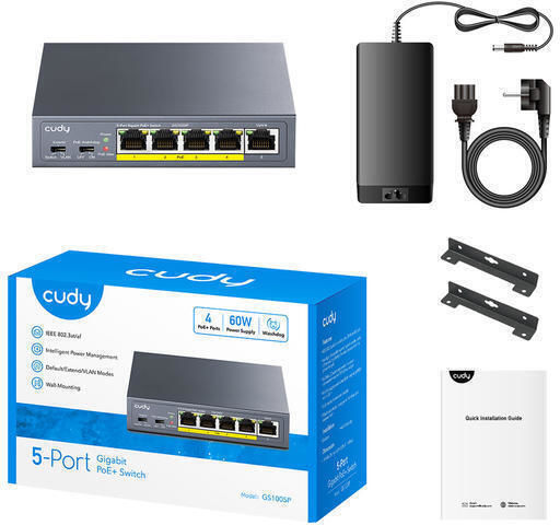 Cudy CUDY-GS105P v1 Unmanaged L2 PoE+ Switch με 5 Θύρες Gigabit (1Gbps) Ethernet