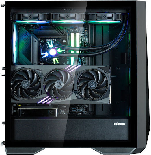 Z9 Iceberg MS Gaming Midi Tower Computer Case with Side Window and RGB Lighting Black
