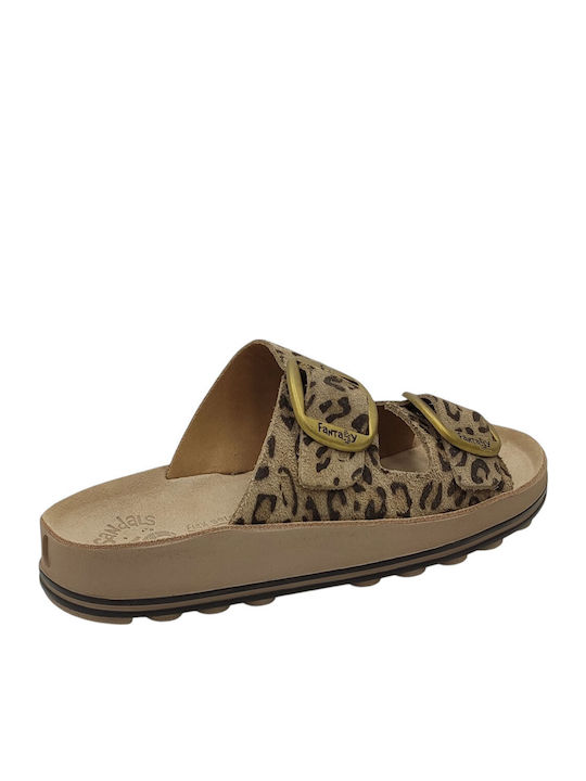Despoina Leather Women's Flat Sandals Anatomic Moka Leopardo