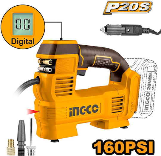 Ingco Car Tire Pump 160PSI Rechargeable 12V (Without Battery)