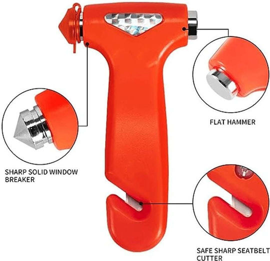 Car Emergency Hammer with Seatbelt Cutter Red