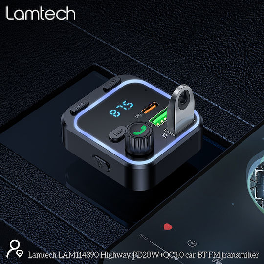 Lamtech FM Transmitter Αυτοκινήτου mit USB / Bluetooth