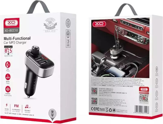 XO FM Transmitter Αυτοκινήτου BCC010 με Bluetooth / Type-C / USB
